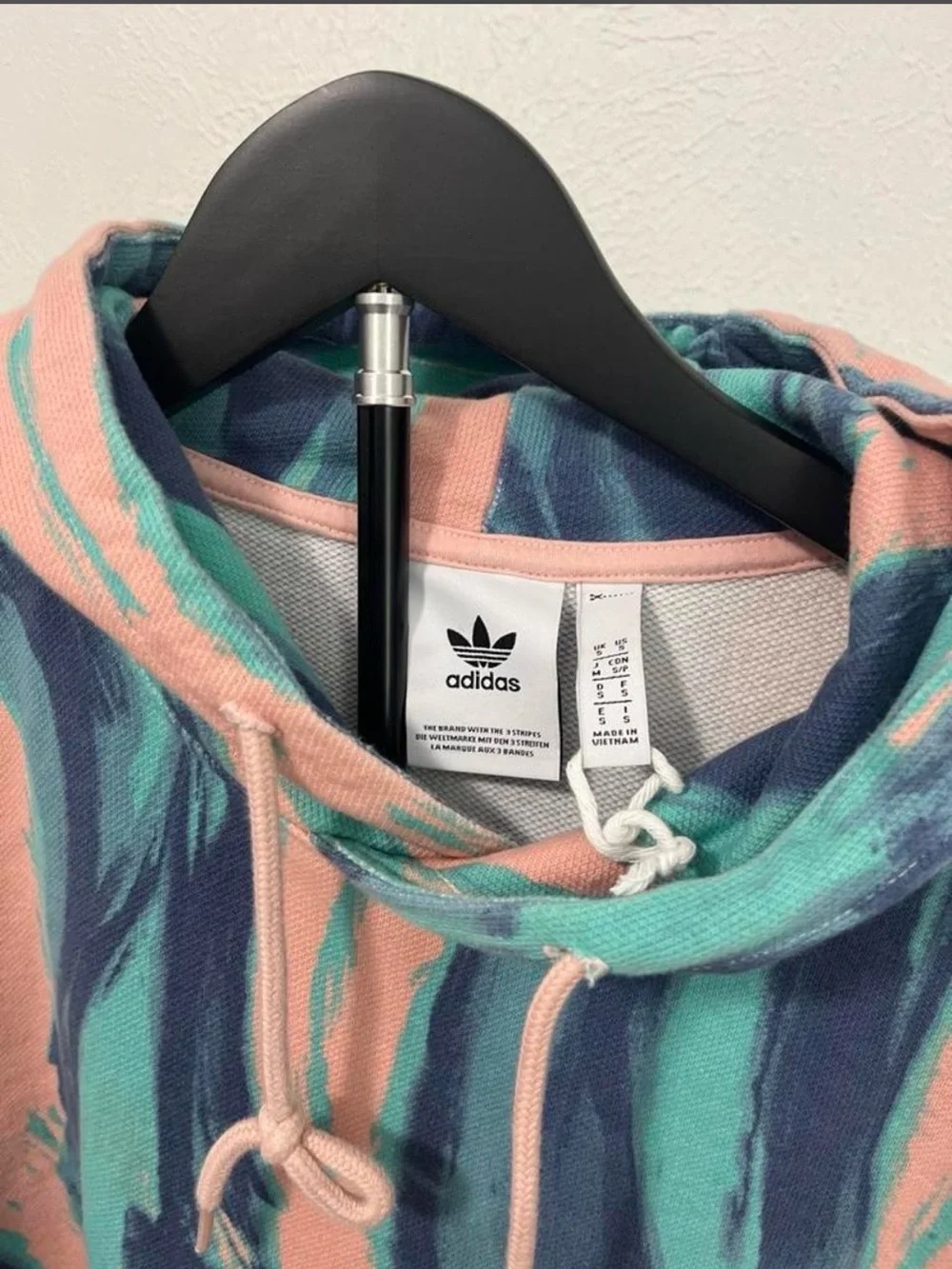 adidas Originals R.Y.V. AOP Hoodie Small Blue Multicolor Graphic Pullover